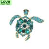 Classic Luxury Women Men Turtle Crystal Metal Brooch Unisex Vintage Rhinestone Badges Party Wedding Exqusite Lapel Pin Buckle