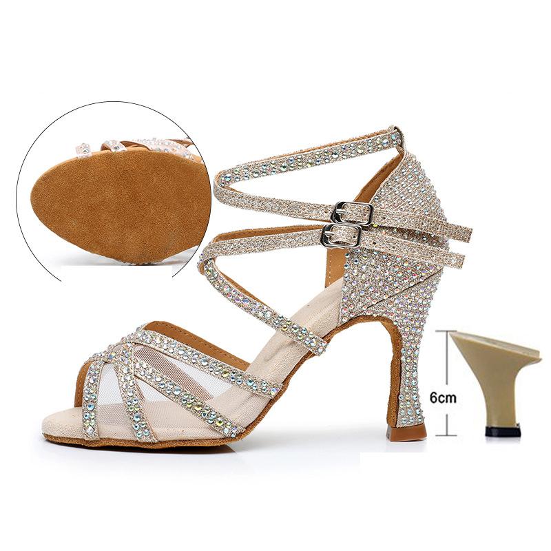 Летние женские туфли на высоком каблуке для латинских танцев, танцевальная обувь для латиноамериканских танцев сальса, черные блестящие туфли для бальных танцев для девочек и женщин