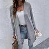 2023 Women's Autumn Winter Casual Jacket European American Style Mid Length Solid Color Coat