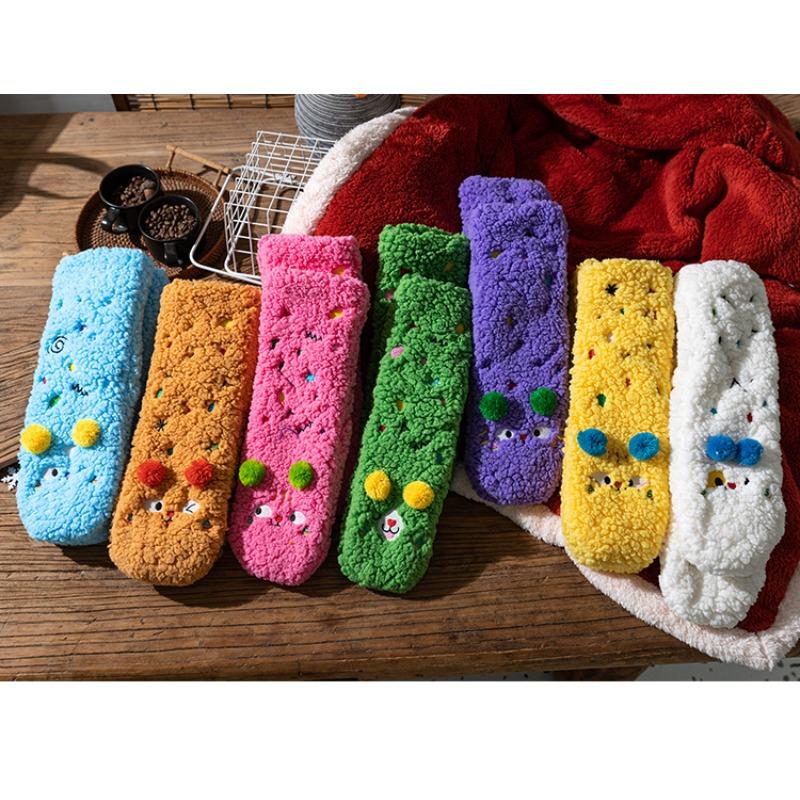 Носки из овчины для женщин, длиной до середины икры, милые домашние носки для осени и зимы, утолщенные и теплые, очень толстые носки для сна для домашнего использования