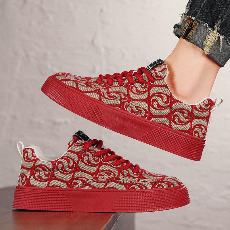 Горячая Распродажа Мужские Красные Кроссовки Из Холща Хип-Хопа Дизайнерские Мужские Кроссовки Из Холща Классические Дышащие Кроссовки На Платформе Мужские Повседневные Кроссовки Для Бордбординга