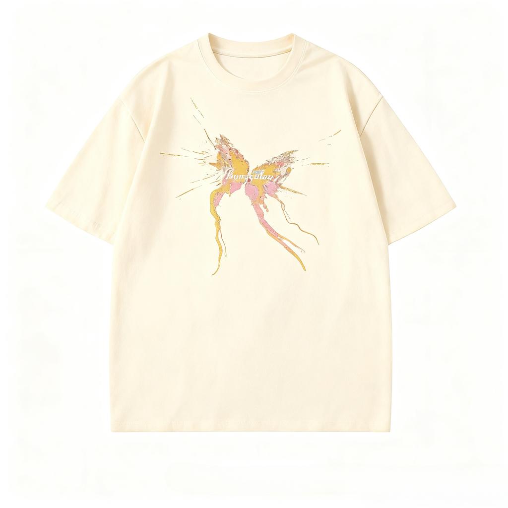 2025 Autumn Butterfly Graphic T Shirts Men's and Women's Cotton T-shirt Tee Casuai Short Sleeve Crewneck Top Fashion Streetwear