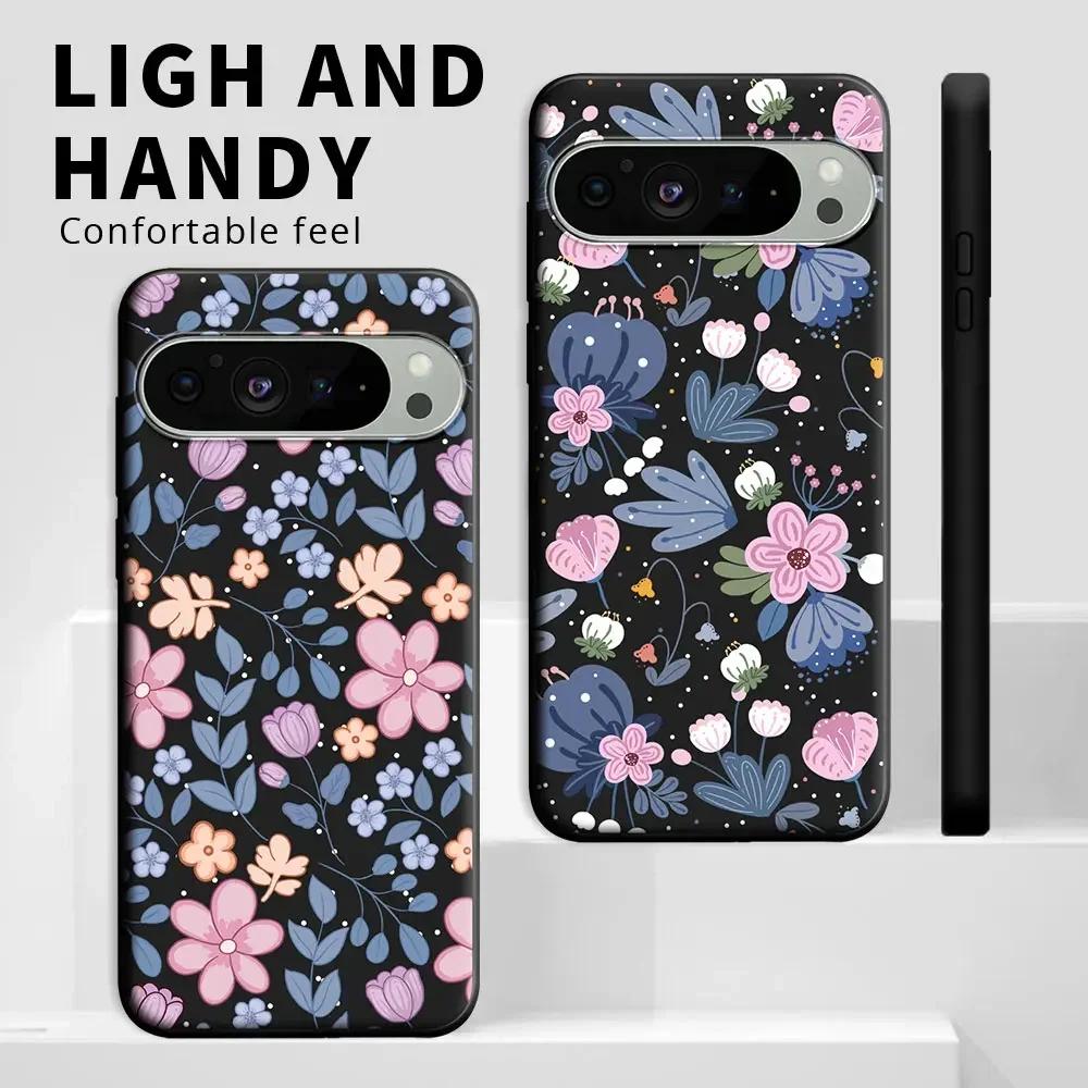 Чехол для Google Pixel 9 9Pro Кот Ударопрочный Силиконовый Мягкий Чехол для Телефона Для Google Pixel 9 Pro XL Цветок Задняя Крышка Fundas Conque