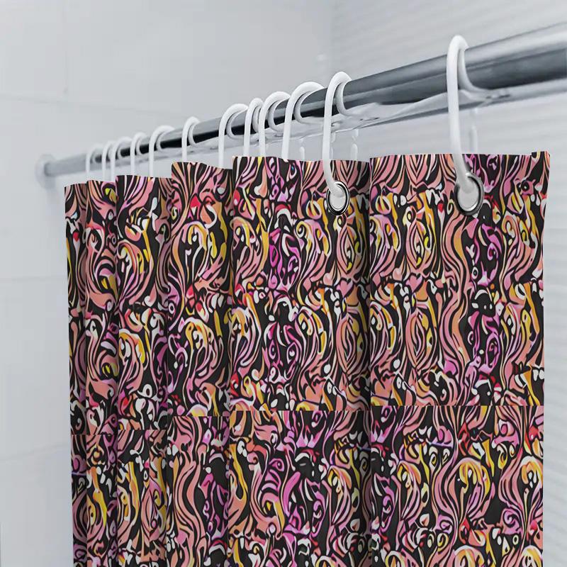 Черно-розовый коврик для ванной, декоративный набор штор для душа, водонепроницаемый для вкладыша для ванной комнаты, 3D-принт, аксессуары для украшения дома