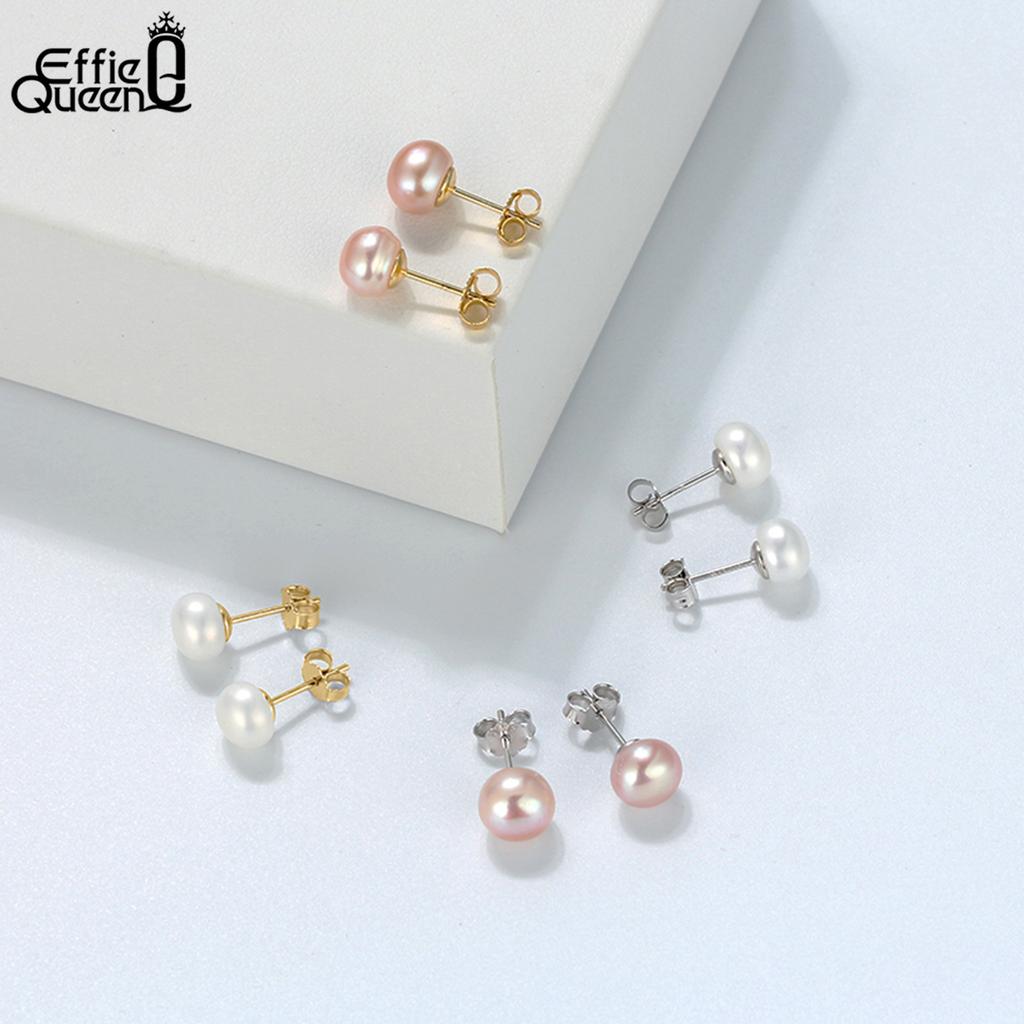 Серьги EFFIE QUEEN из серебра S925 Изысканный аксессуар для ушей со звездой из жемчуга и циркония, Пусеты овальной формы в виде сердца, Подарок APE42