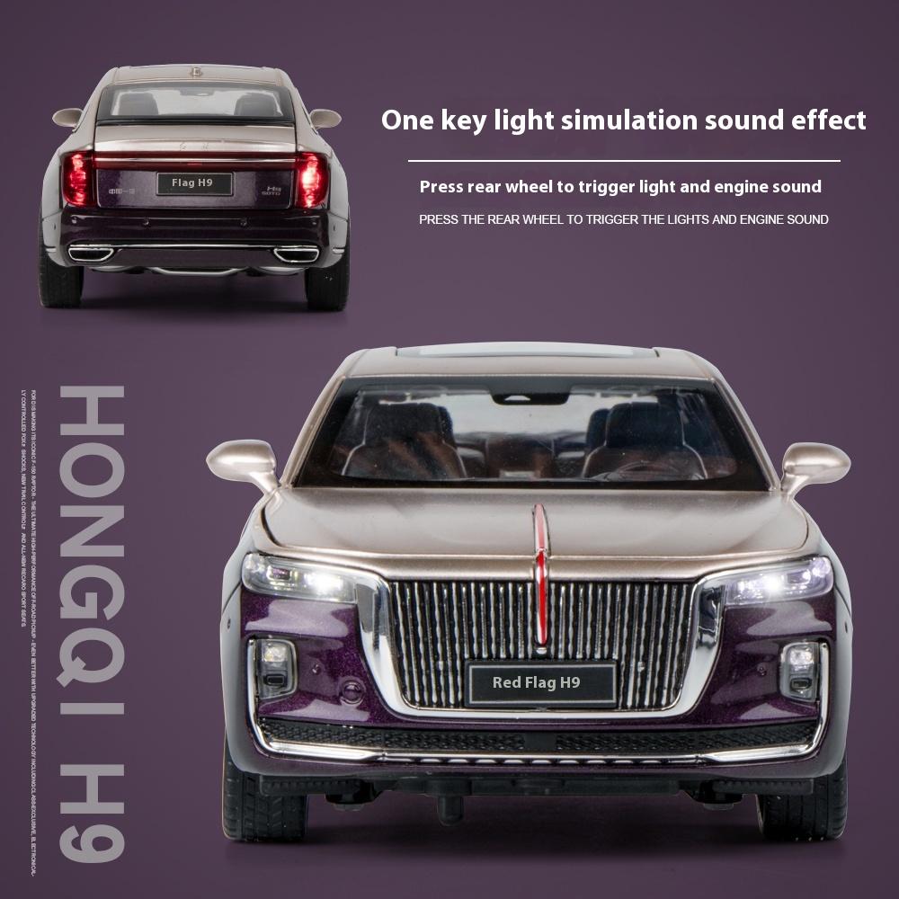 Масштаб 1/24 HONGQI H9 внедорожник сплав автомобиль литая модель звук и свет инерционная игрушка украшения для кофейни коллекционный орнамент детский подарок