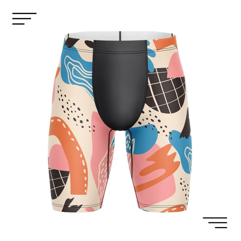 Mens Tropical Print Swim Trunks Loose Fit 5/8 Length Quick Dry Digital Beach Pool Surf