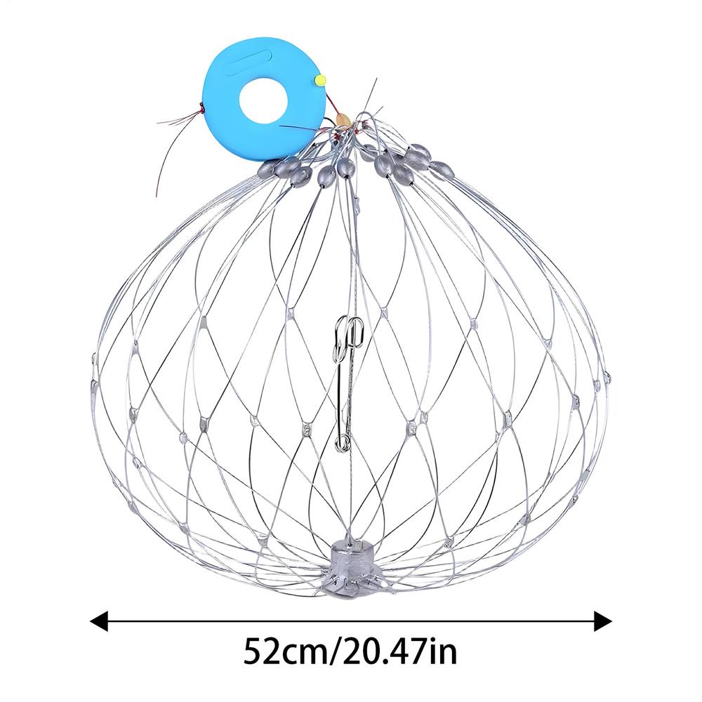 Fishing Net Cage Automatic Open Closing Wire Fish Crab Trap Net Steel Wire for Saltwater Seawater Outdoor Fishing Accessories