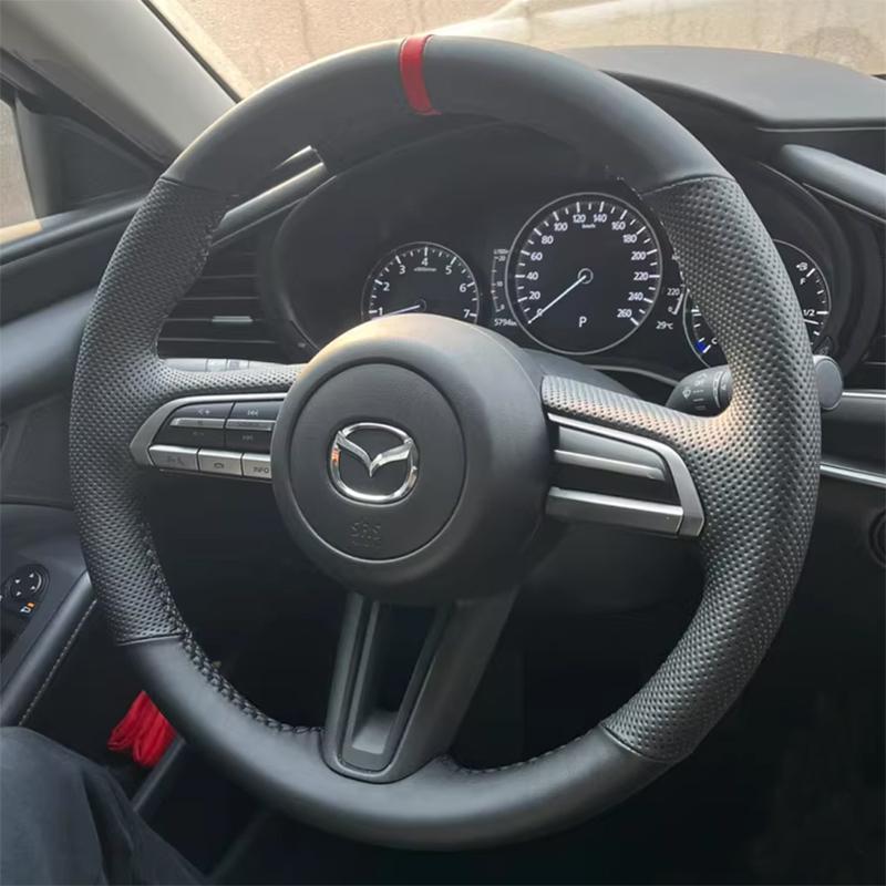 Для Mazda CX-30 CX30 Mazda 3 Axela Ручная прошивка замшевая противоскользящая оплетка на руль автомобиля