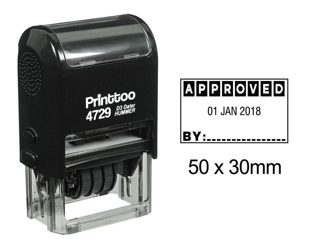 Printtoo Office Stationery Self Inking Dater Stamp With Approved By Text And Sign Space Rubber