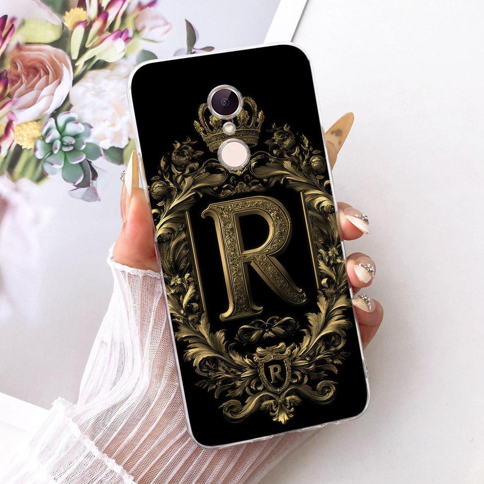 Чехол-бампер для Redmi 5, прозрачный, с роскошной короной, буквы от A до Z, 2D плоский узор, мягкий корпус для Redmi MDG1 MDI1