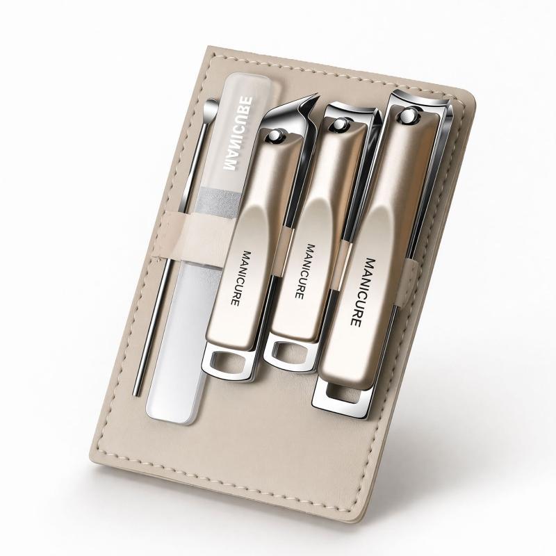 Easy Storage Nail Clippers Set 5/10 PCS Rotating Leather Bag Pro Trimmer for Manicure Pedicure Foot Nail Care