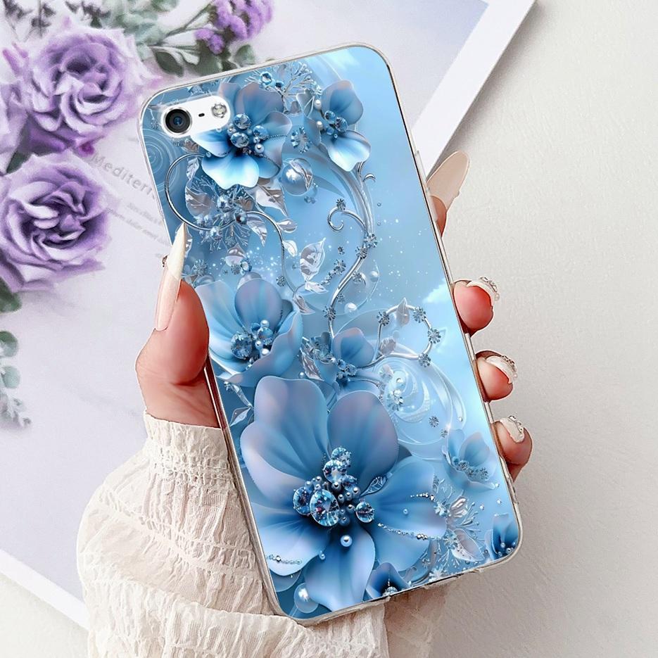 Для Apple iPhone 5 5S Чехол iPhoneSE Роскошный Чехол с Рисунком Цветов Мягкий Силиконовый Чехол для Телефона Для iPhone SE 2020 2022 iPhone5 Fundas