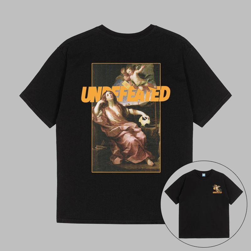 Хлопковая мужская женская футболка с коротким рукавом Undefeated Five-bar Graffiti Basic Printing для пары, трендовая, от известного бренда