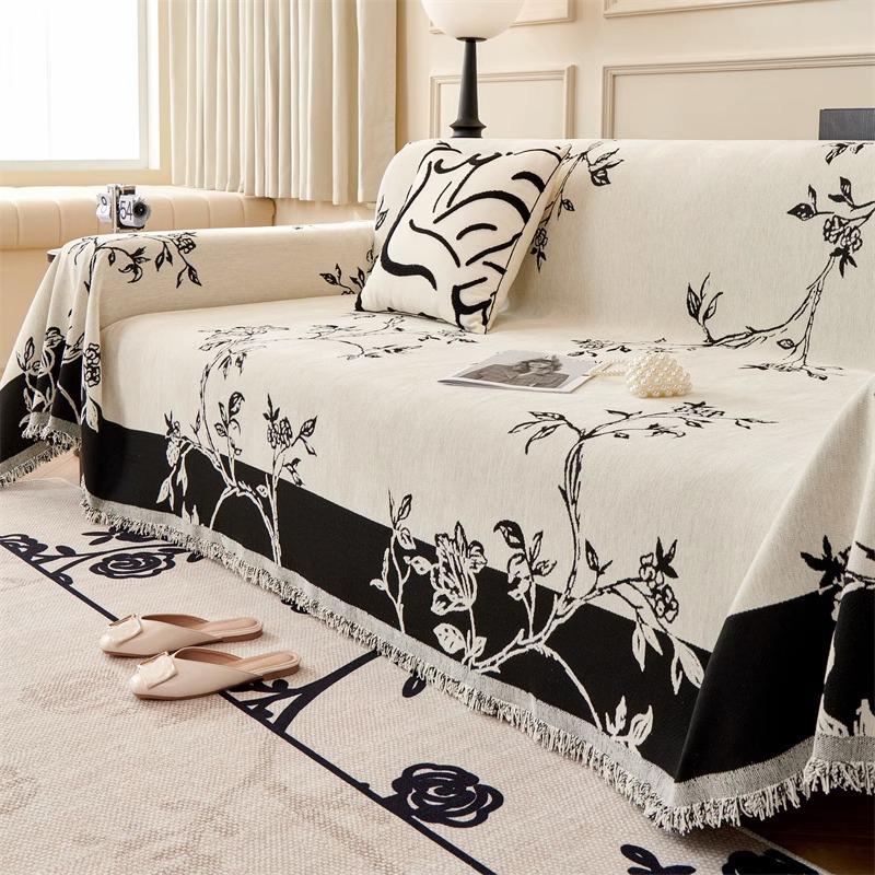 Luxury Chenille Sofa Cover Cloth Sofa Blanket Cover Full Cover Floral Universal Couch Towel Cover Dust Proof Sofa Cushion Cover