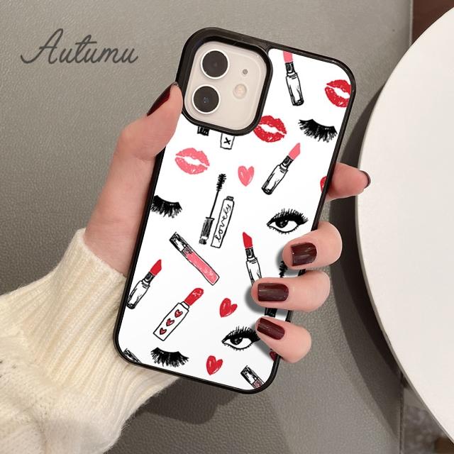 Чехол для телефона с тушью и губной помадой для iPhone 11 12 13 14 Pro Max mini XR XS SE 2020 6S 7 8 Plus Galaxy S21 S22