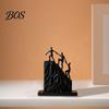 Motivational Business Decor 3D Printed Climbing Together Statue, Modern Minimalist Abstract Sculpture, Hand-in-hand Mountaineering Matte Black