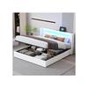 160x200 Lit Rembourré Avec Bandes LED, Lecteur Bluetooth Et Chargeur USB, Lit De Rangement En Cuir PU
