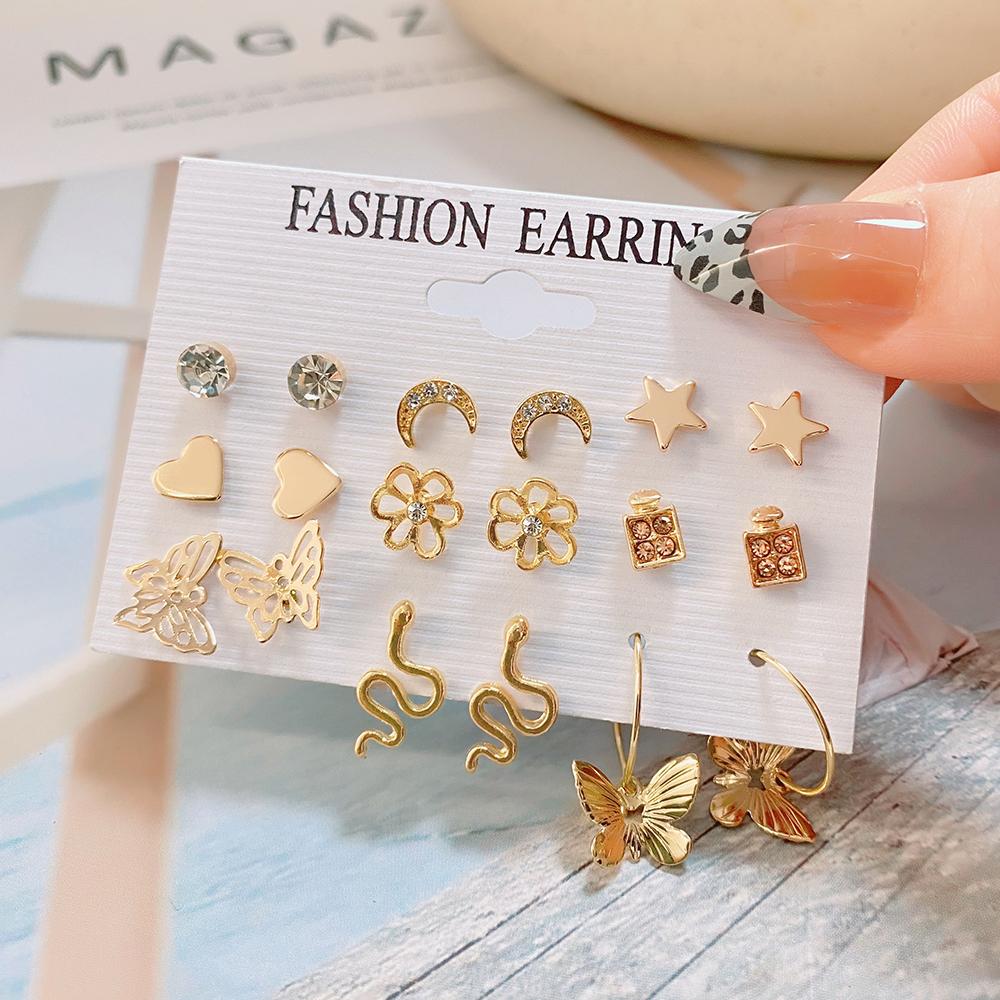 Бохо Металлические Акриловые Геометрические Серьги Набор Серьги-гвоздики Серьги-кольца Модные Ювелирные Изделия Для Женщин