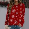 3D Printed Versatile Hoodie with Female Christmas Elements Snowflakes Deer Snowman Simple Long Sleeved Street Top
