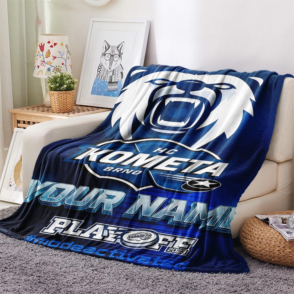 1PC Custom Name HC Kometa Brno Patterned Flannel Blanket Suitable For All Seasons for Home Decor Warmth and Comfort Gifts Holiday Present -HE66