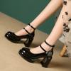 Мода 2025 Дизайнерская платформа Туфли Джейн Модные Элегантные Двойная пряжка Толстый каблук Женские туфли-лодочки на высоком каблуке для вечеринки