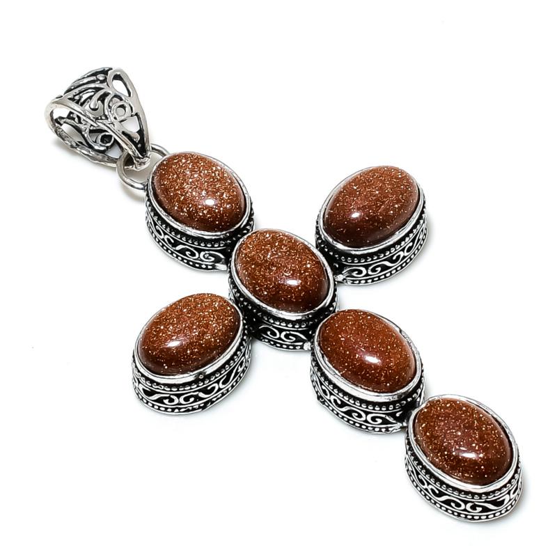 Подвеска из натурального красного солнечного камня, серебро 925 пробы - Дизайн ручной работы в виде креста, украшение для повседневной носки, уникальный кулон с красным солнечным камнем в подарок