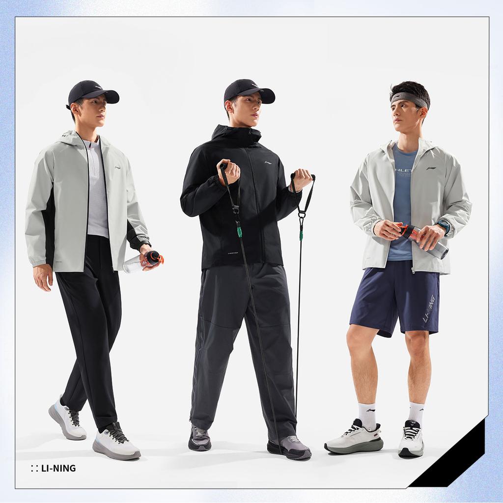 Li Ning Color Block Толстовка с капюшоном на молнии Универсальная спортивная ветровка Мужская верхняя одежда AFDW079-11