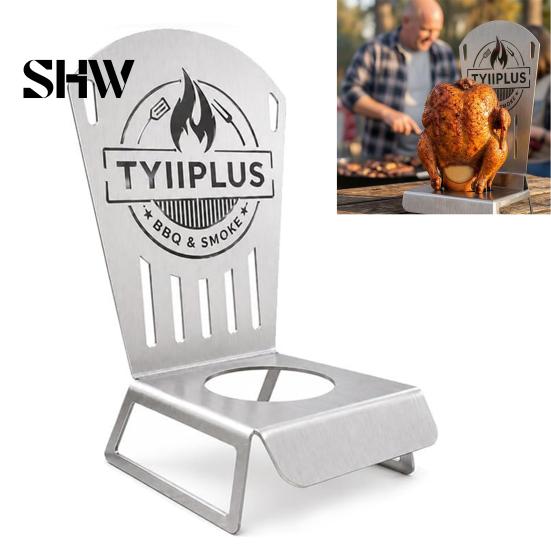 Vertical Beer Can Chicken Holder Roaster Rack, 304 Stainless Steel BBQ Stand Even Heat Poultry for 16oz Can, Outdoor Grill Accessory Camping Backyard