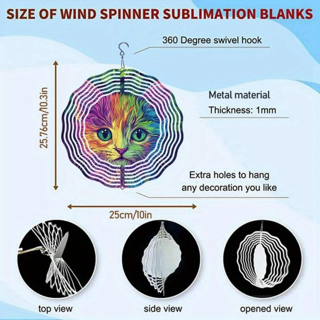 Очаровательный красочный котенок, ветряной спиннер, колокольчик ветра, 2D, металлический, для сада, патио, уличный подвесной орнамент для Дня благодарения, Рождества