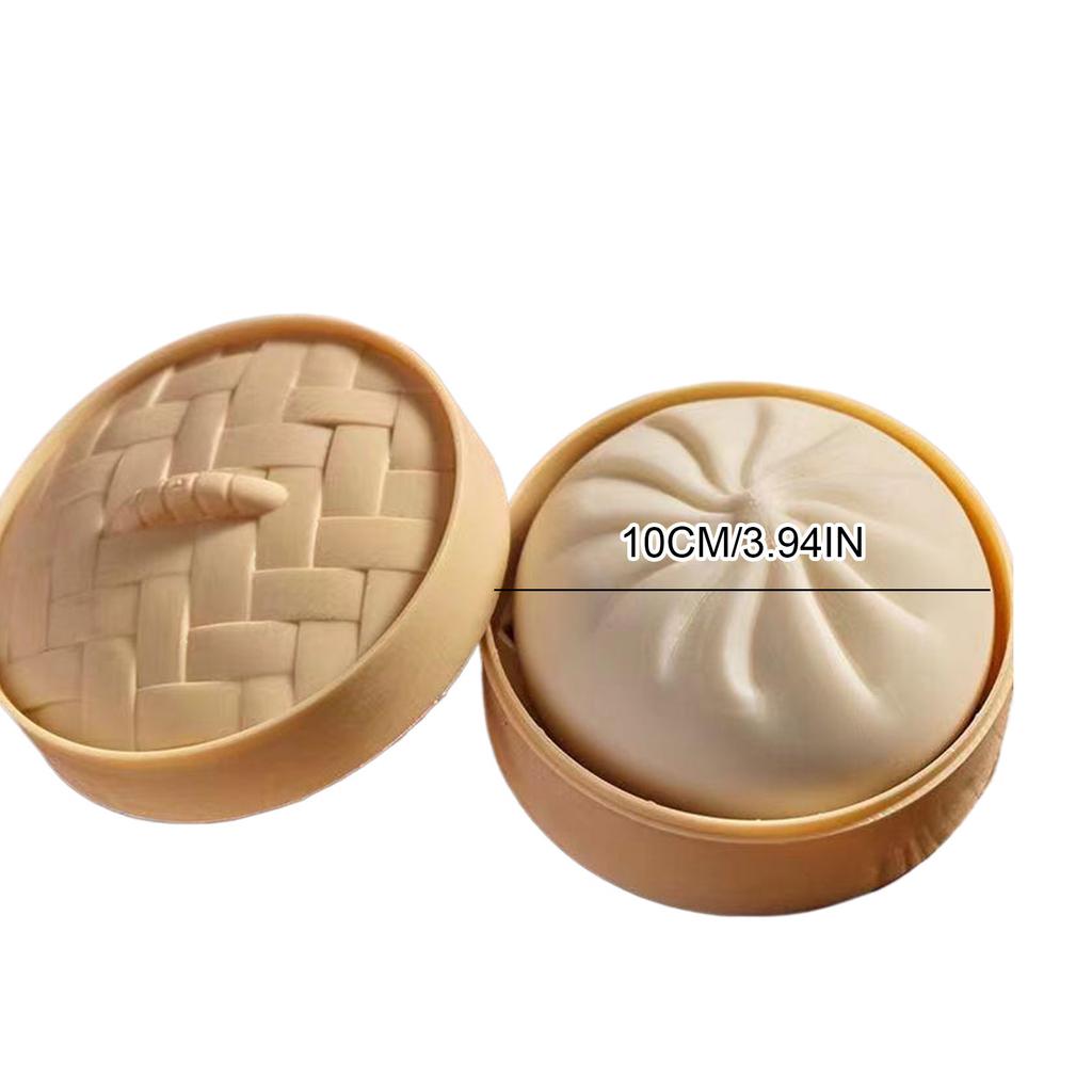 Bun Bao Stress Relief Toy Squeeze Dough Ball Slow Rebound Creative Fake Buns with Steamer Birthday Fun Gift for Kids Autism ADHD