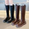 Soft Leather Boots Autumn and Winter New Knight Boots Thin Boots Versatile Medium Boots Women's Thin Cigarette Boots
