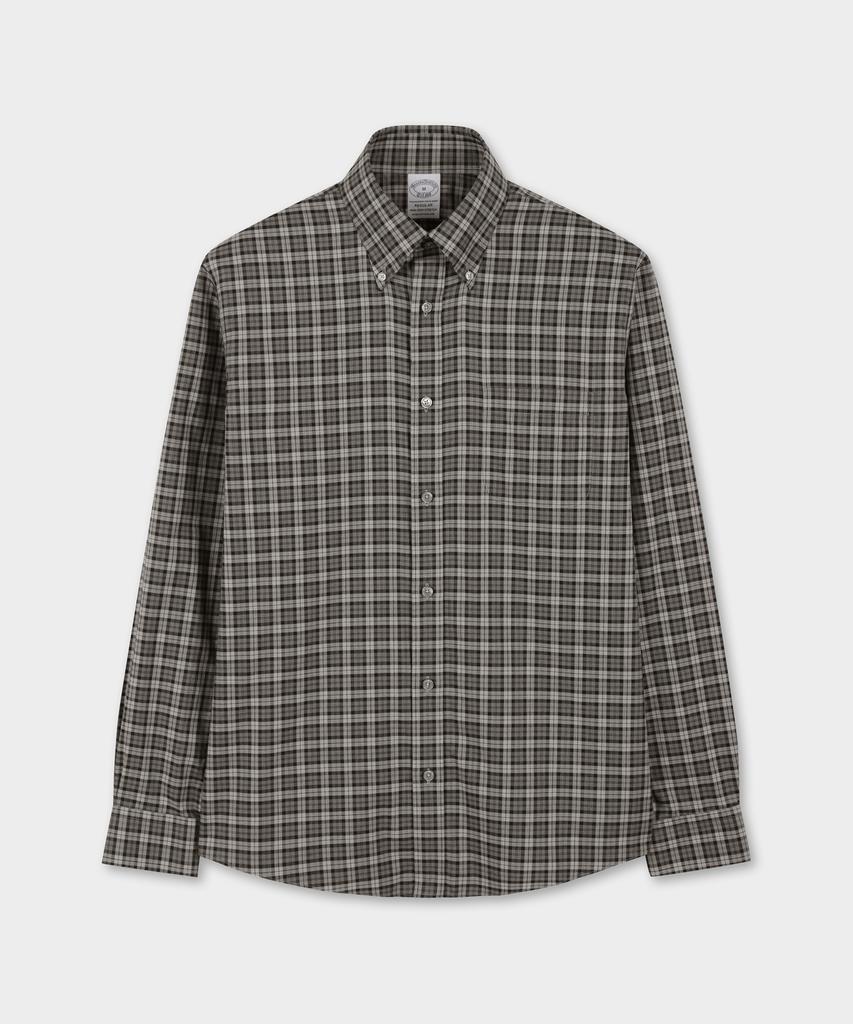 Рубашка BROOKS BROTHERS из твила в клетку, не требующая глажки (серый) (Bbthmmg307)