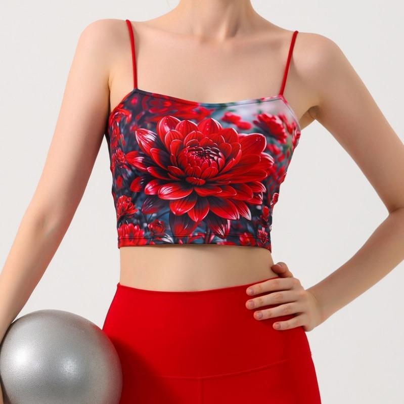 Женский модный жилет для йоги с принтом и мягким спортивным бюстгальтером — ударопрочная, быстросохнущая и дышащая одежда для фитнеса