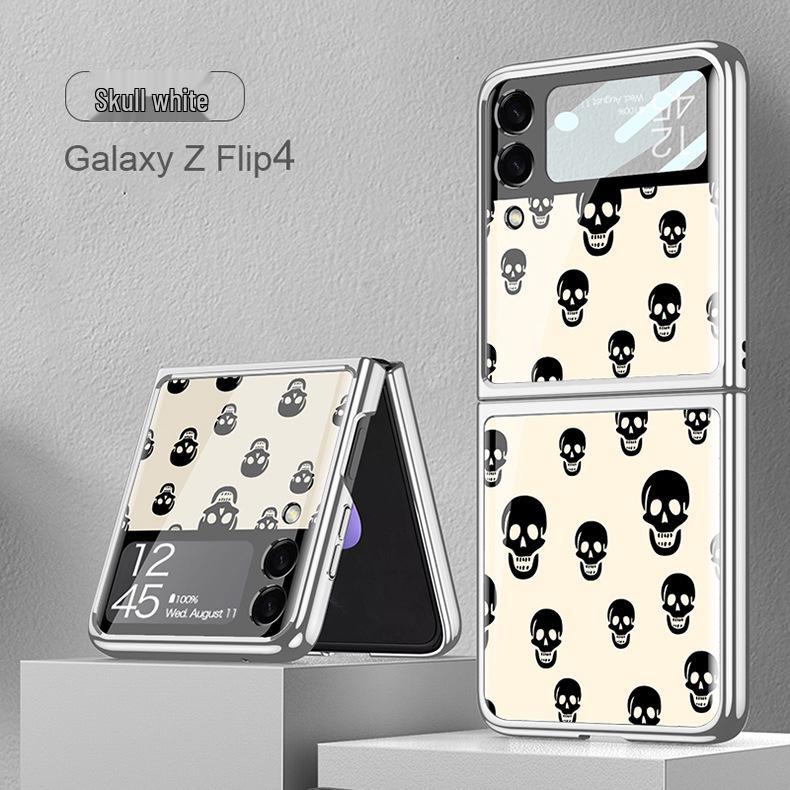 Электроplated Клетчатый Стеклянный Чехол для Телефона Samsung Flip4/5 для Складного F707