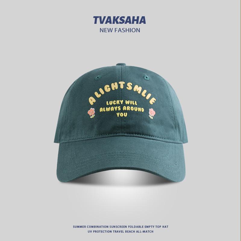 Цветочная надпись бейсболка для девочки милая, подчеркивающая лицо, летняя защита от солнца, шляпа от солнца, парная, студенческая, повседневная бейсболка