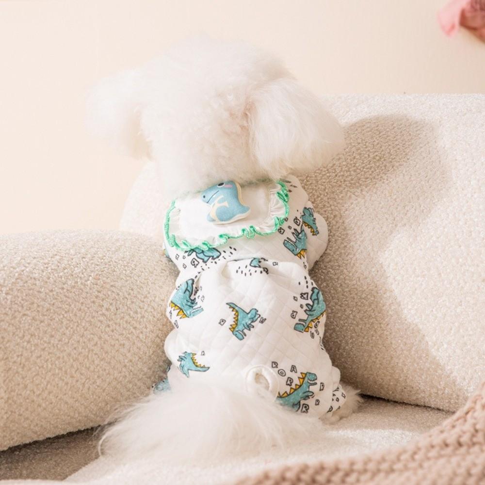 Dinosaur Printed Pet Jumpsuits Cartoon Pullover Fruit Print Dog Pajamas Comfortable Breathable Four Legged Dog Clothing Indoor