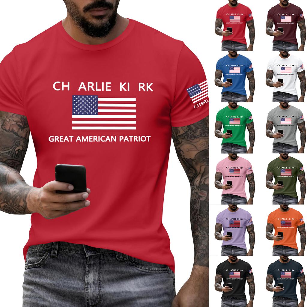 Fashionable Round Neck Short Sleeve Work Clothes Printed Tops For Mens Summer Tops