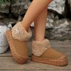 Soft Thick Bottom Non Slip Furry Snow Boots Women 2025 Winter Chunky Platform Fluffy Fur Ankle Boots Warm Plush Bowknot Shoes
