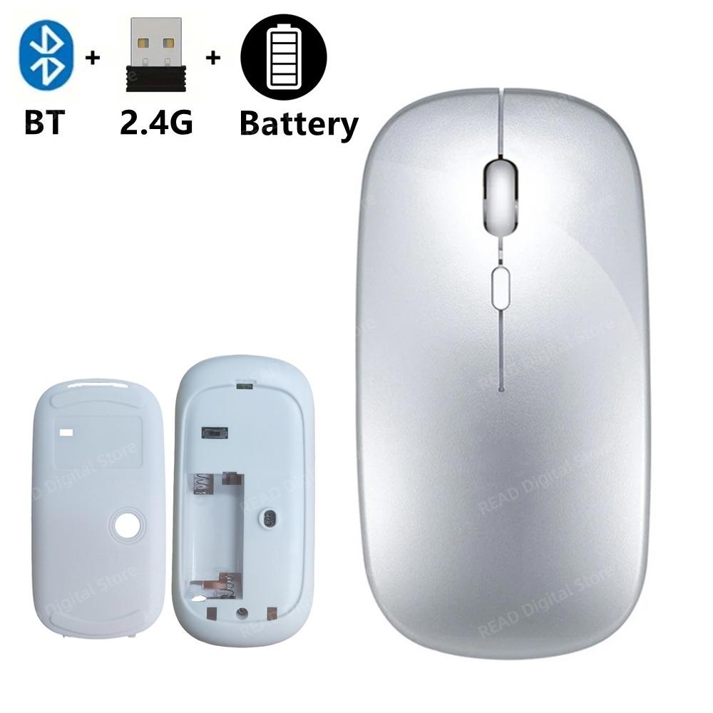 Wireless Mouse Slim Bluetooth-compatible 2.4G Computer Mice Portable Rechargeable/Battery Cordless Mouse for iPad Laptop Desktop