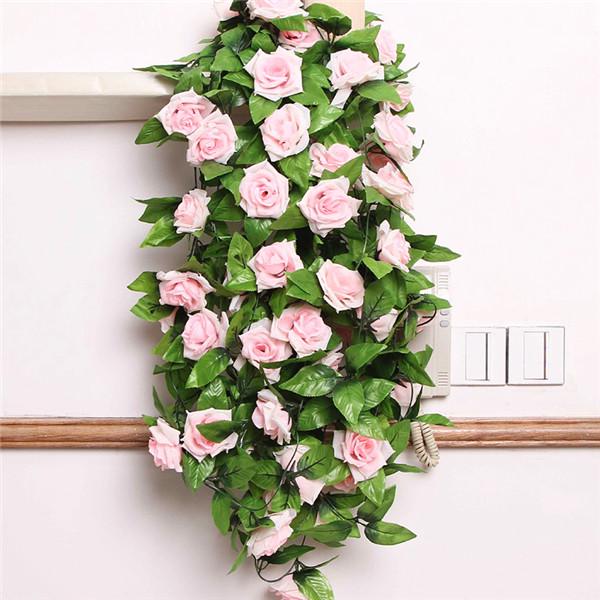 Пластиковый шелковый цветок виноградная лоза плющ зеленый лист искусственная роза фестиваль вечеринка свадьба цветы домашний декор ADM