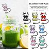 7Pcs Straw Cover Stylish Functional Reusable Straw Dust Cover Cartoon Cow Shape Straw Plug for Sippy Cup