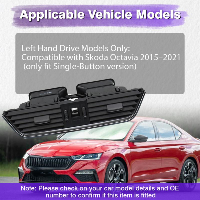 Dashboard Left Right Central Rear Air Outlet Vent for Skoda Octavia 2015 2016 2017 2018 5E0820951 5E0819701