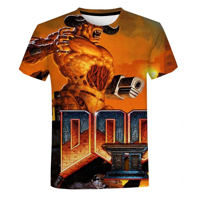 Мужская футболка с короткими рукавами Doom Game с 3D принтом, летняя повседневная футболка большого размера, модные уличные топы с круглым вырезом в стиле Харадзюку