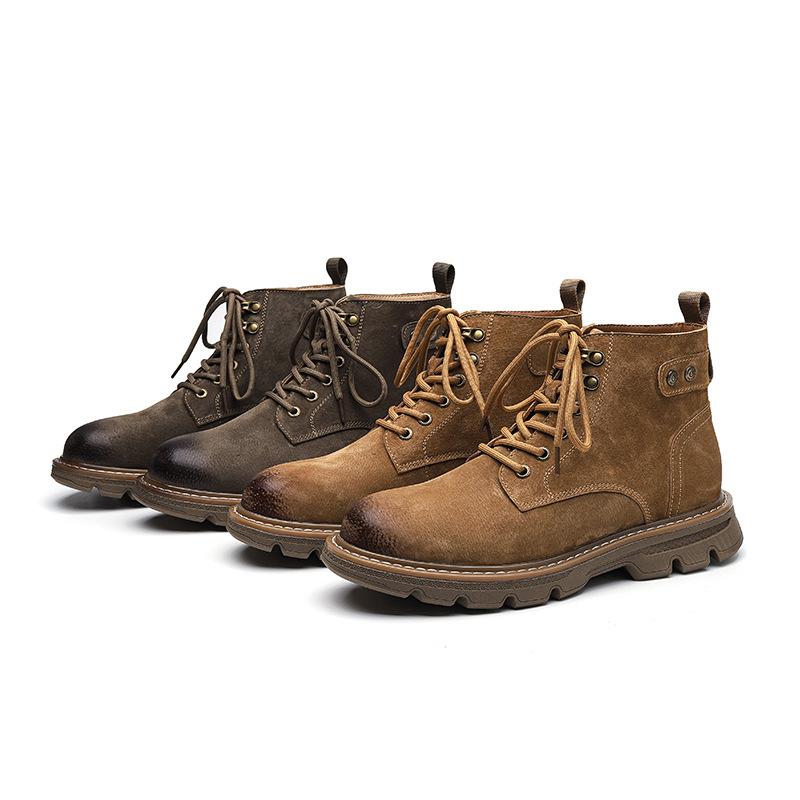 2025 Ботинки Мартин мужские из свиной кожи британские кожаные ботинки с круглым носком корейская версия рабочие ботинки для улицы и отдыха зимние ботинки 8134-R