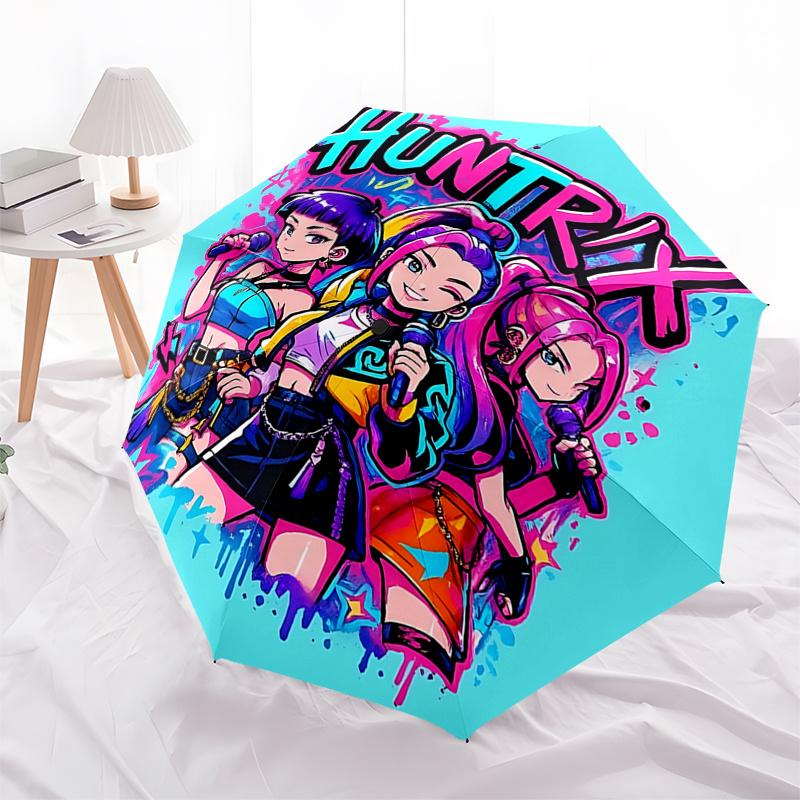 HUNTRX: The Ultimate Festival Gift Auto Opening Rain Umbrella with Foldable Design and 8 Bone Frame for Fans, Travelers, and Everyday Use012