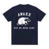 Awake But At What Cost Meme Print Tshirts Vintage 90s Funny Rat Graphic T Shirts Unisex Women Summer Fashion Casual Cotton T Shirt