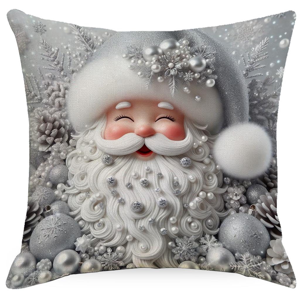 2pcs 2025 Christmas Cushion Cover Santa Claus Snowman Bedroom Sofa Pillow Cover Soft and Comfortable Home Holiday Decoration
