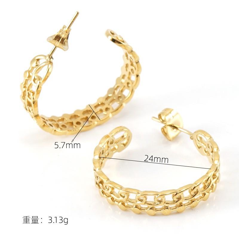 Модные геометрические полые серьги из нержавеющей стали, нишевые универсальные серьги с чувством дизайна для женщин