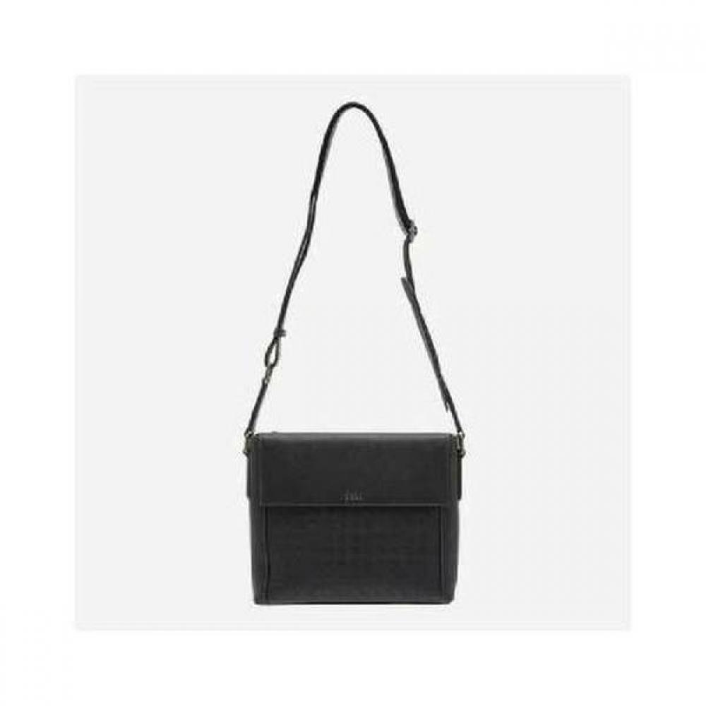 Daks Black Leather Grid Pattern Horizontal Crossbody Bag Dbba2e263bk
